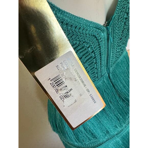 PatBO PLUNGING FRINGE MIDI DRESS Size 2 - Picture 12 of 13